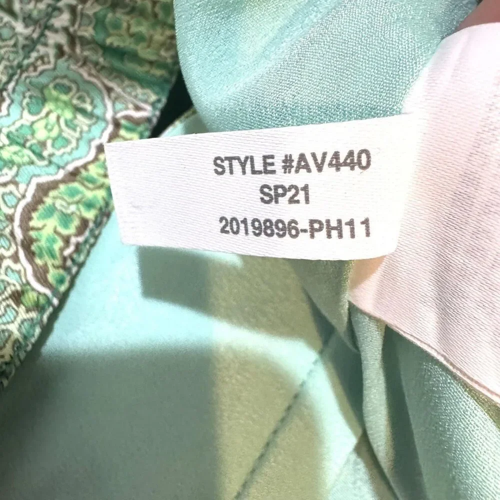 J Crew Collection Pants Womens 8 Green Paisley Satin Wide Leg Cropped AV440